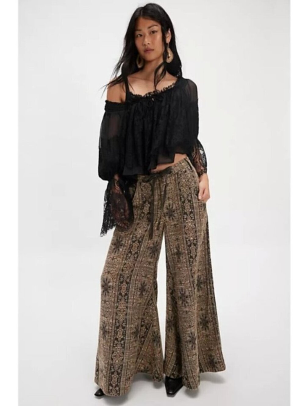 FREE PEOPLE Dahlia Wide Leg Pants Brown Size 4 NWT